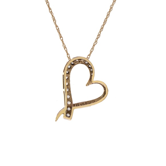 0.70 Carat Round Cut Diamond Heart Pendant Gold